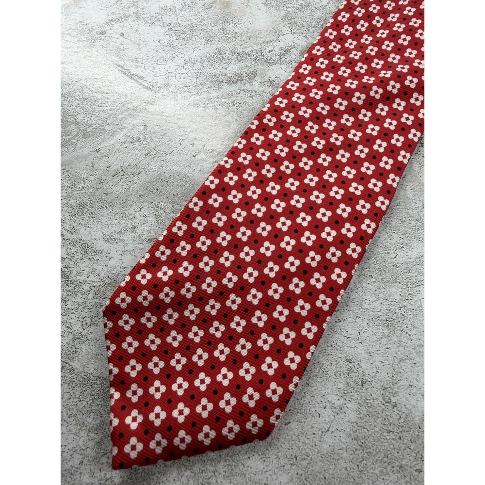 Jos. A. Bank Tie Mens One Size Red 100% Silk Floral Pointed Woven China